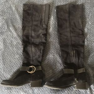 Suede calf high boots